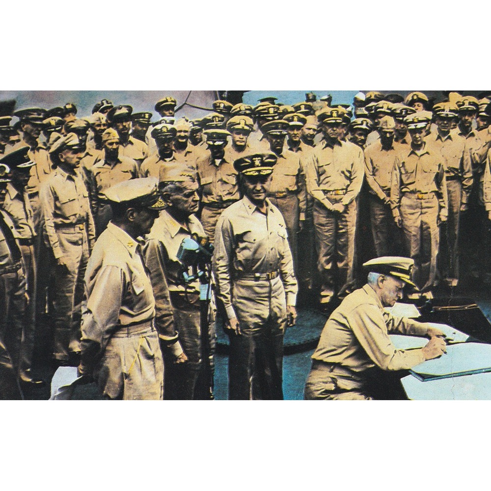 USS Missouri Japanese Surrender Postcard WWII Military Naval History AP244